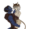 Khal and Ettie. The tiger has an odd fascination with doing things to her.