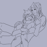 this was made as a joke in a server I run? but it's so cute I couldn't *not* include it. He deserves the cuddles and she deserves naptime.