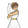 Anatole, but in a wedding dress and doing a Sailor Moon pose.
