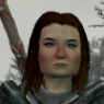 avatar from screenshot in Skyrim SE and edited to brighten the contrast and colors. Vanilla face, no mods. Mods make her very pretty and not like herself. Thankfully I don't look at her face when using them.