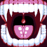 A close up of his mouth in pixel art done by myself. Tongue is... A bit jank, I was more focused on other parts.