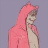 Slit wearing the cat-eared hoodie shoved at him by one Kira Slater. He's awful proud of it.