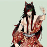 Kastien's looks, mostly his human form with his wolf ears, claws, and long hair.