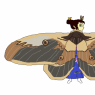 This is the form Wakumi would be given if she would happen to visit Cassida in the Fairy Kingdom. Based on the Giant Emperor Moth (Saturnia pyri)