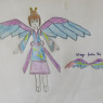 Wakumi Aokawa (human form) in Genshin Impact style, with her custom Wing Gliders called Wings of Nadeshiko.