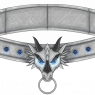 A magical dampening collar, the eyes of the dragon glow brighter when Nox is attempting to use his magic.