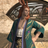 A thigh-up screenshot. Fane smiles at something off to his left in the Doman Enclave.