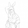 A full-body sketch. Fane brushes his hair back while leaning on a pillar.