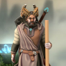 A Heroforge figurine depicting Stygian wearing his travel garb - warm, wool wraps with a leather tabard and earth-tones. His wings are tucked away and hidden.