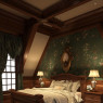 Cozy and classic. Usually clean except for piles of books.