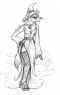 Her witchly attire she wears when not around the public's eye flows like  black flames. Literally.