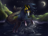 As stated, I found an image that portrays how the backward sweeping portion of her horns are shaped. Ignore the second set of curling under horns, she doesn't have those. Not my art, belongs to ErisLeea on deviantart.com .