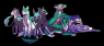 From left to right: Altheron, Athrena, Alaira, Azaphos, Aeyden, Orphic, Koasha, Allune