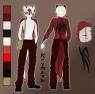 This reference is kinda of old, as his hair is adjusted to be a bit longer, as well as having a short spiked ponytail. Like something you would normally see on a anime like samurai character. This was done by mewgal of deivantart.