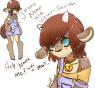 Headshot, the original drawing of her is on the left, done by StrawberryBun on FA.