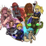 A rainbow of characters from the Idavollr Furcadia dream! There's Gahl in green!