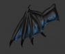 Black wings with blue tips. He now has webbed wings, no longer black feathers.