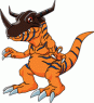 In this form Agumon is Greymon, a powerful and destructive digimon but kind and courageous.