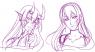 headshot sketches, demon and non-demonized form respectively.