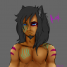 Teal markings are basically Tribal Marks. His normal markings become a small faded purple, almost 'bruised' like.