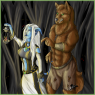 Alatia and a worgen, drawn by Alatia (painted-memory.deviantart.com)