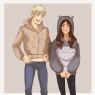 She's wearing his, he's wearing hers! Done by eddiegluskin on deviantart