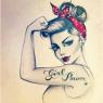 On left upper arm. Instead of the words "Girl Power" it says "Try Me"