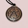 Heavy, solid pewter amulet. It is stamped with The Secret Seal of Solomon, from The Lesser Key of Solomon. Originally used by King Solomon to seal the brass urn that held his demons. It protects against evil spirits, demons, and certain types of supernatu