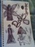 This is the notebook page I used when trying to figure out a visual for Dehlia. I'm such a crappy artist. :)