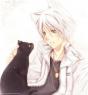 Shiro and the cat which often comes to his balcony, which he has nicknamed Kuro as a joke on his own name