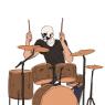 Skull drumming durring a show with his band