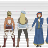 A height chart I did when I role played Viola in Shingeki no Kyojin. The lady with the blue dress is Adelina -- the Basque family maid.