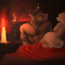 A nice candlelit moment between Artemisiah and her Dergo. Done by http://artsmithy.deviantart.com  Thanks hun!