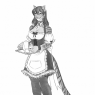 A black & white sketch of her in her maid's uniform.