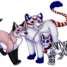 Timbah (wolf) and MizzKitty (cat), Confetti's oldest and dearest friends -- artwork by Blue Goldstone