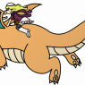 Mallory on a dragonite, flying away~!