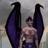 The werepyre can shift his form at will, concealing certain physical traits while making others more obvious. Here, he shows off his void tattoos, wings, claws, whip-like tail, and bat-like ears