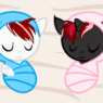 The new born foals of Rosy and Zero, named ScarletRose (the girl on the right) and DarkCrimson (the boy on the left)