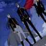 Raskreia standing at the ready with the Noblesse and his Servant.