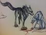 Sani in wolf form! And her packmate Vari the blue wolf... I need a scanner